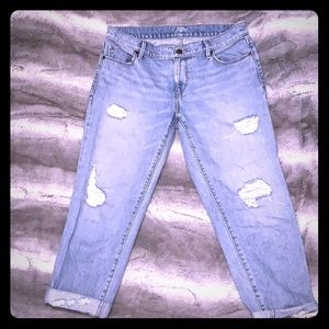 LOFT boyfriend style ripped jeans